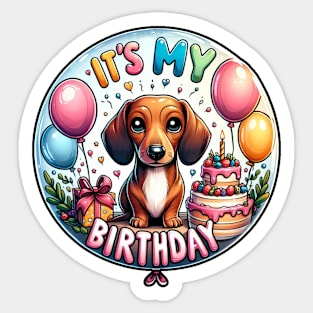 It's My Birthday Doxie Puppy Sticker